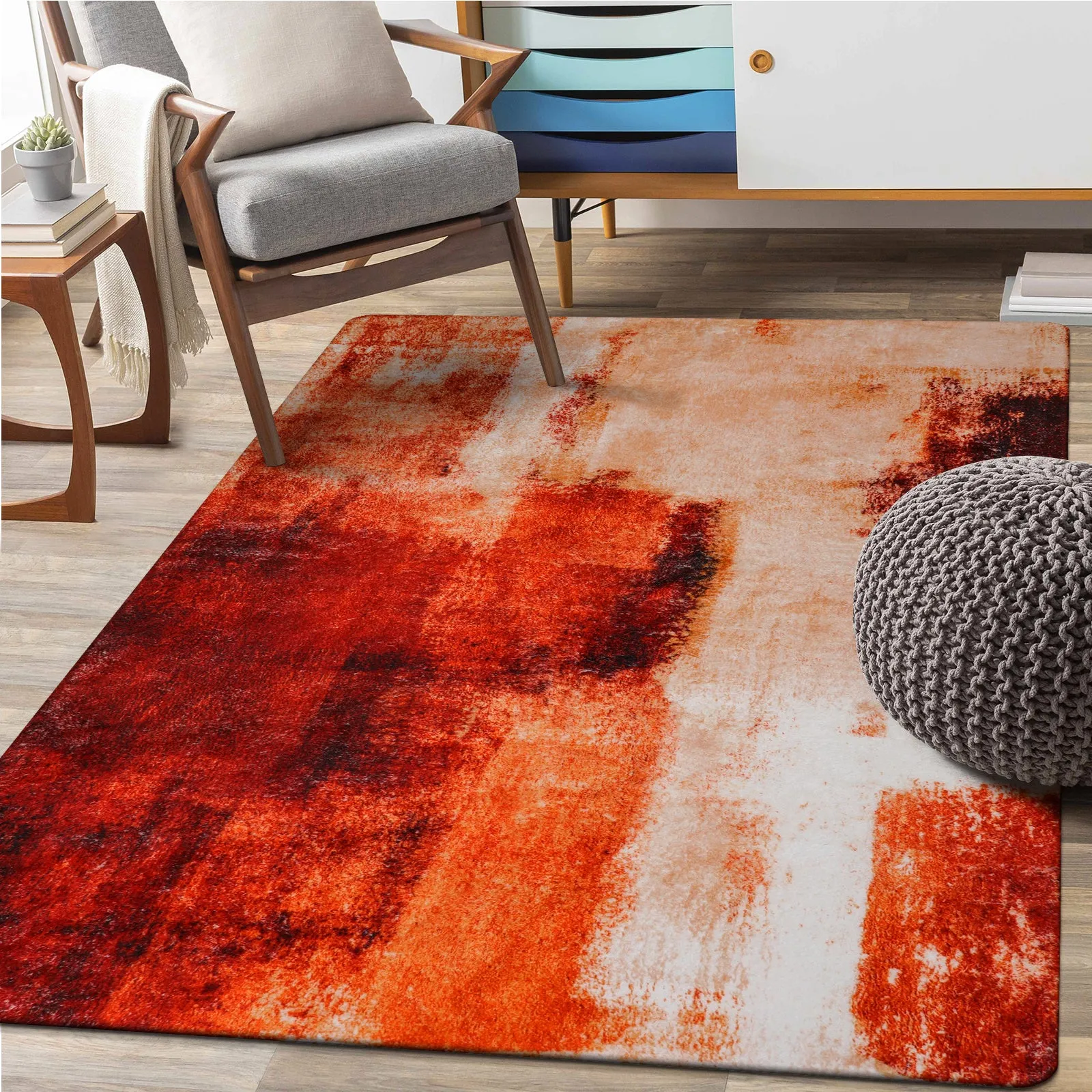 Evyn Modern Abstract Oil Painting Throw Area Rug