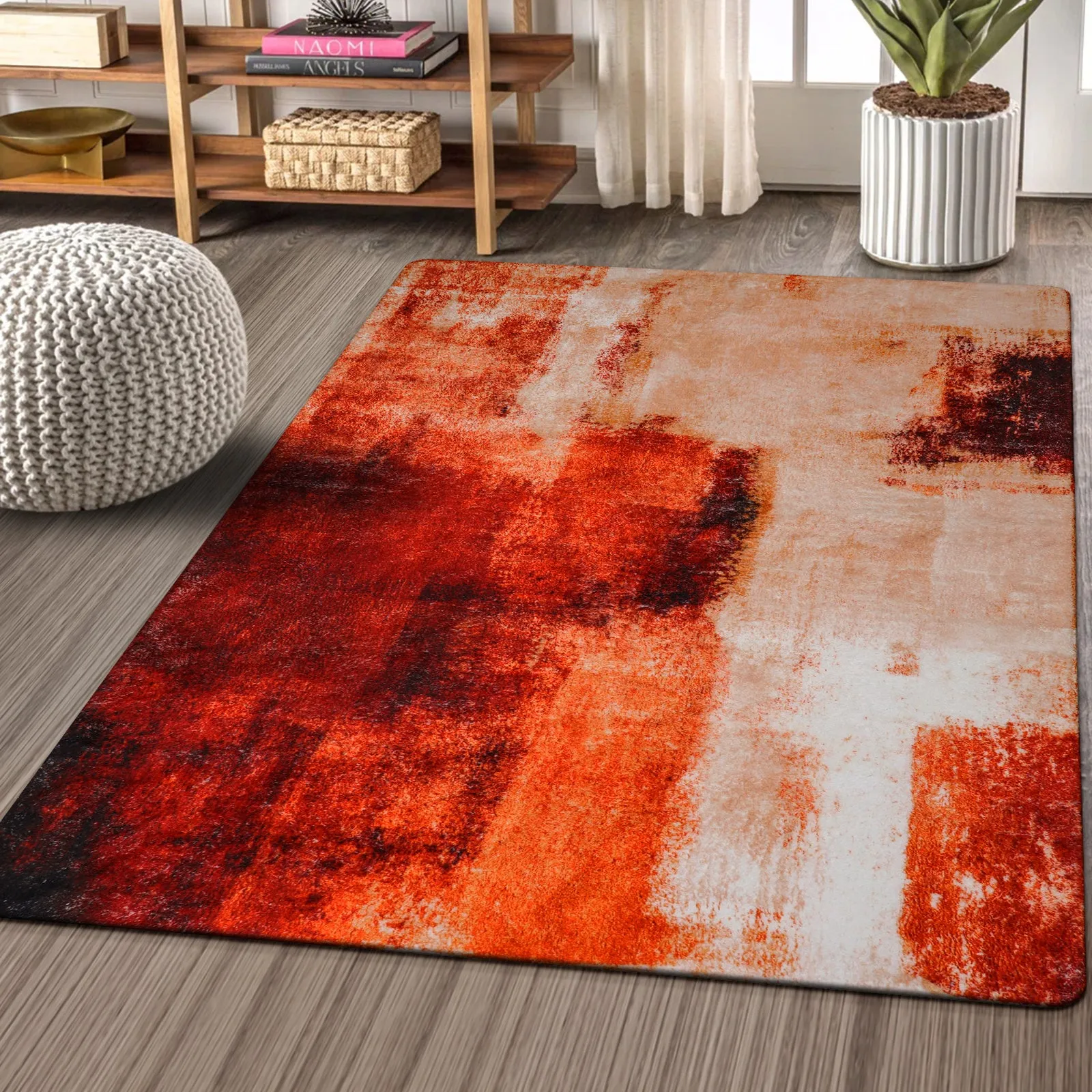 Evyn Modern Abstract Oil Painting Throw Area Rug