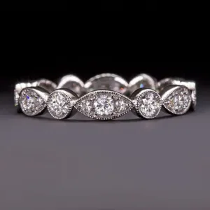 EXCELLENT CUT 1.22c DIAMOND ETERNITY BAND G VS2 VINTAGE STYLE WEDDING RING STACK