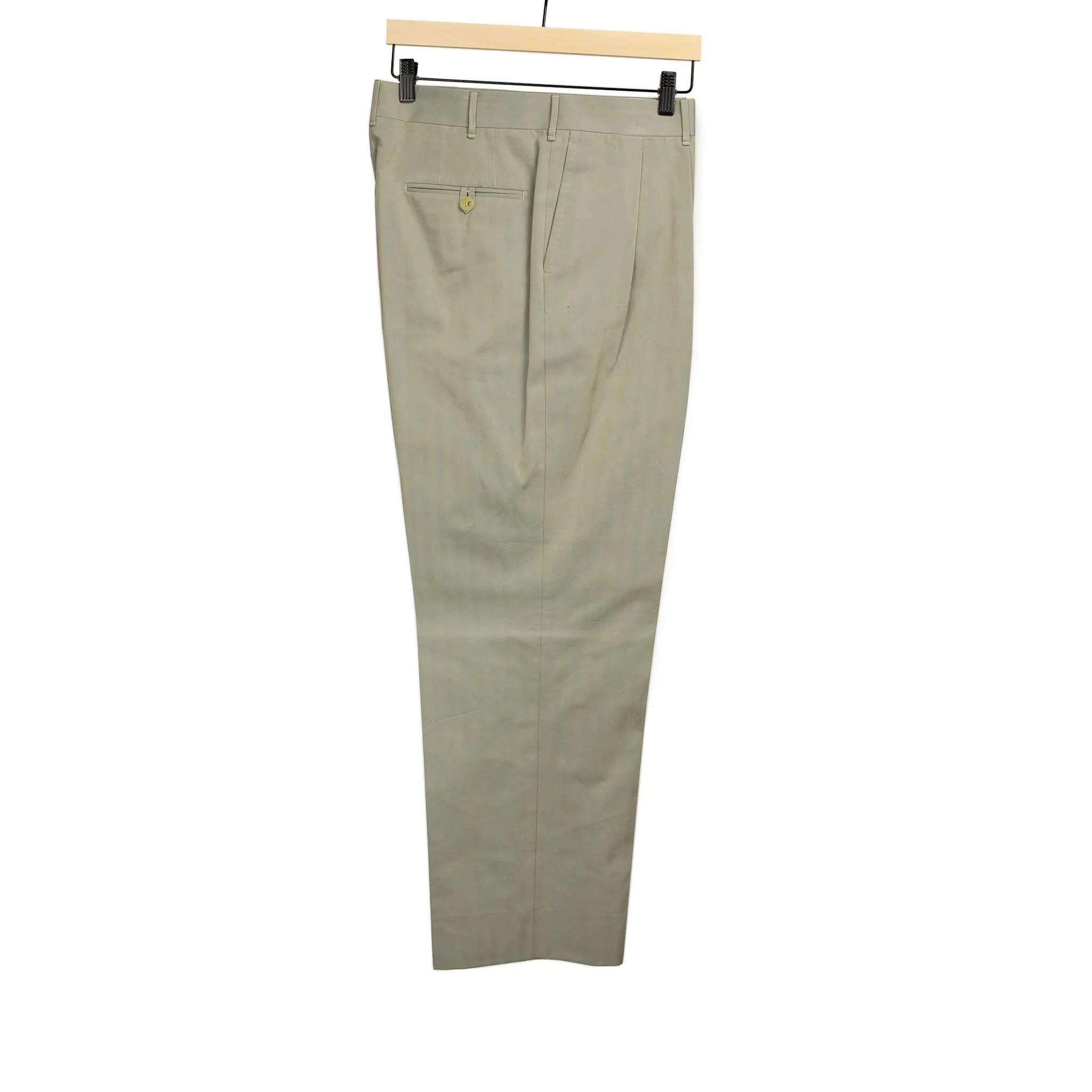 Exclusive Brooklyn double-pleated high-rise wide trousers in sage cotton Solaro