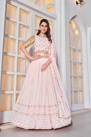 Exclusive Designer Pink Georgette Embroidered Work Lehenga Choli Collection