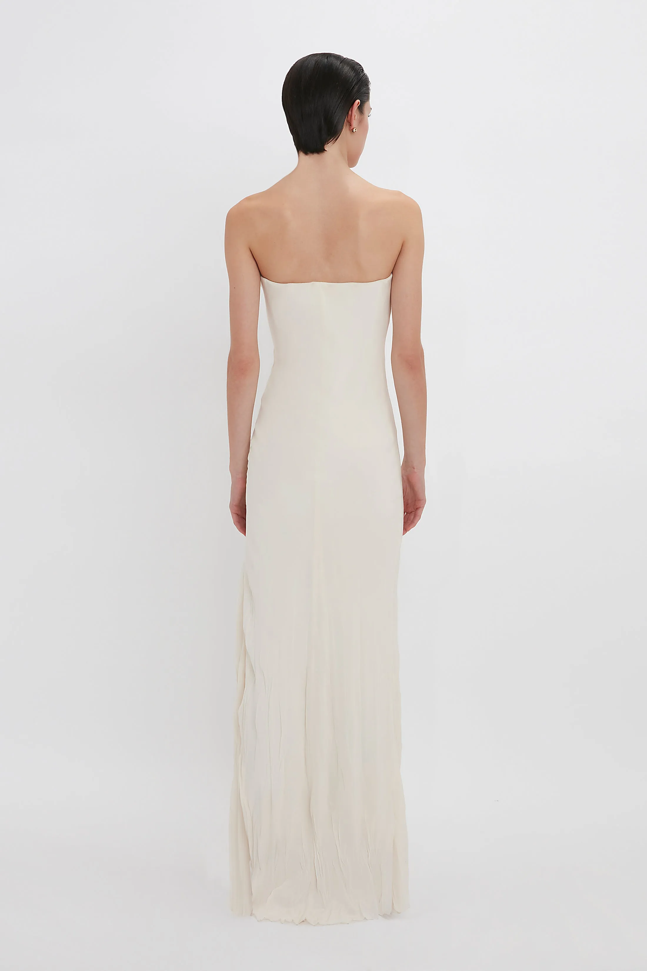 Exclusive Floor-Length Corset Detail Gown In Ivory