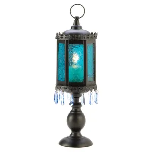 Exotic Azure Blue Pedestal Lantern