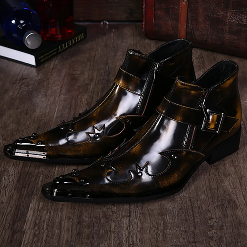 Exotic Metal Toe Western Party Leather Boots