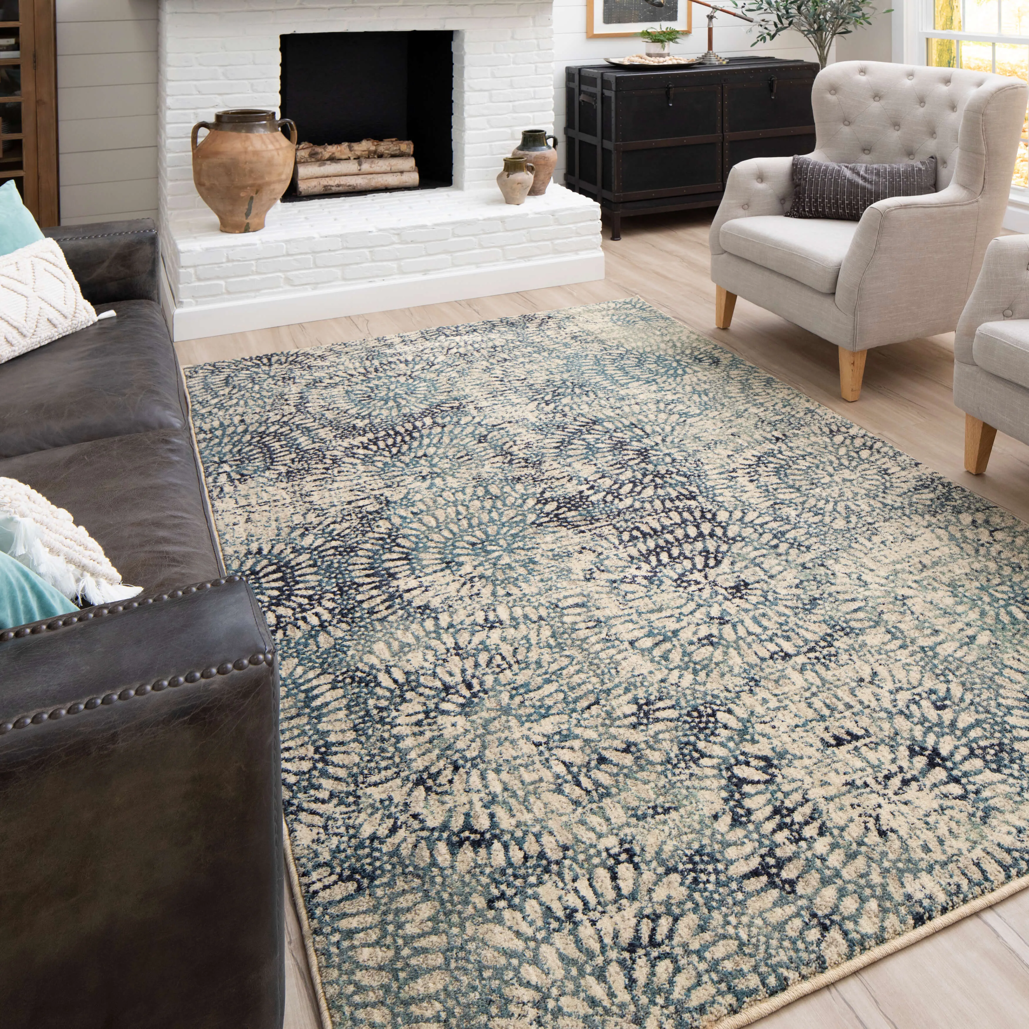 Expressions Imprinted Blooms Aqua by Scott Living