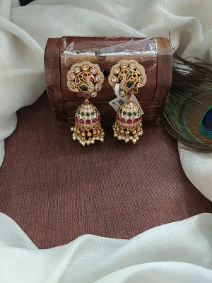 Exquisite Peacock-Inspired Antique Jhumki Earrings