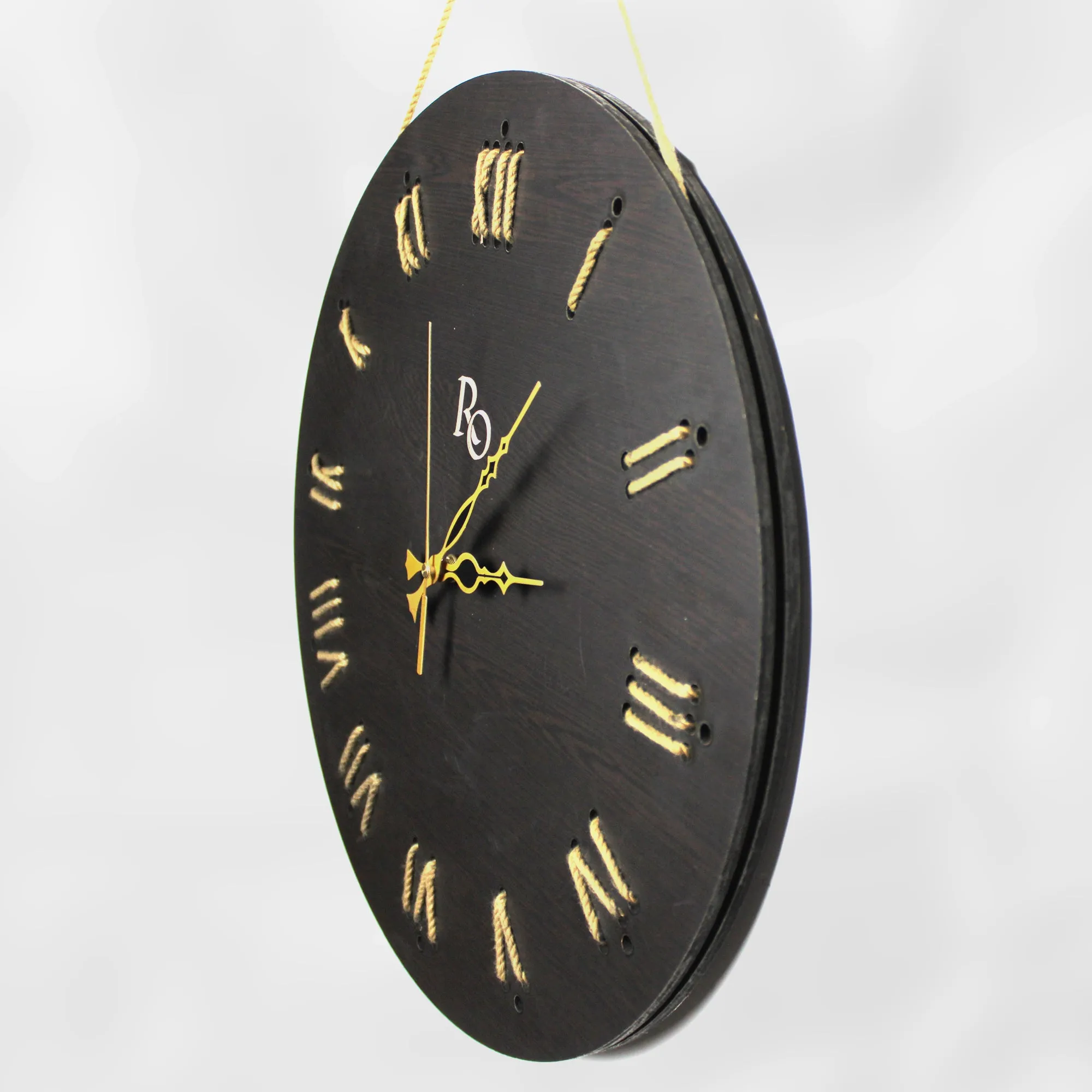 Exquisite Wooden Timepiece with Golden Hands