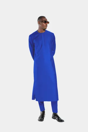 Extended Length Long Sleeve Wool Matching Set in Royal Blue