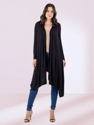 Extra Long Open Front Cardigan