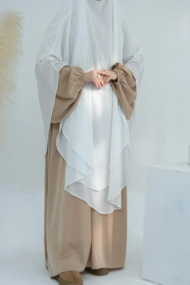 Extra Long Two-Layer Chiffon Khimar in White