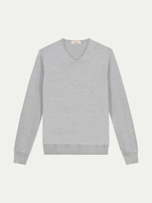 Extrafine Merino V-Neck Light Grey