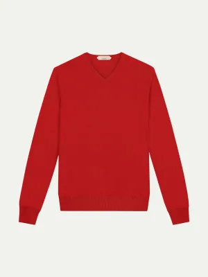 Extrafine Merino V-Neck Red