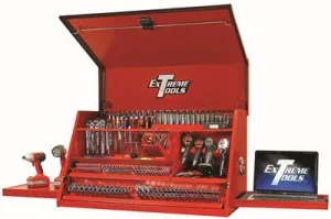 Extreme Tools Pws Series 41 In. 3-Drawer' 1-Shelf Deluxe Extreme Portable Workstation' Textured Red