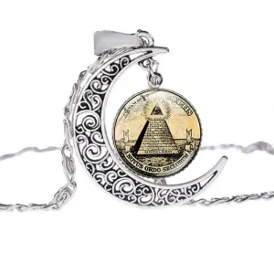 Eye Of Providence Necklace - Silver Moon Shaped