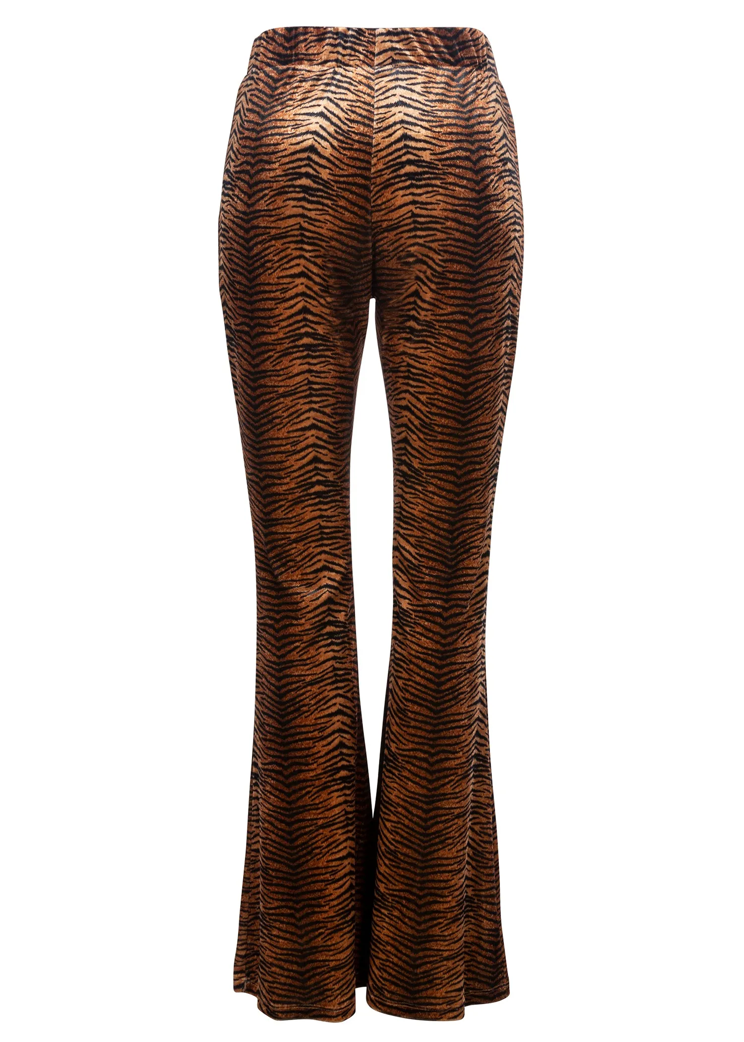 Eye of the Tiger Animal Print Velvet Flare Pants Bell Bottoms