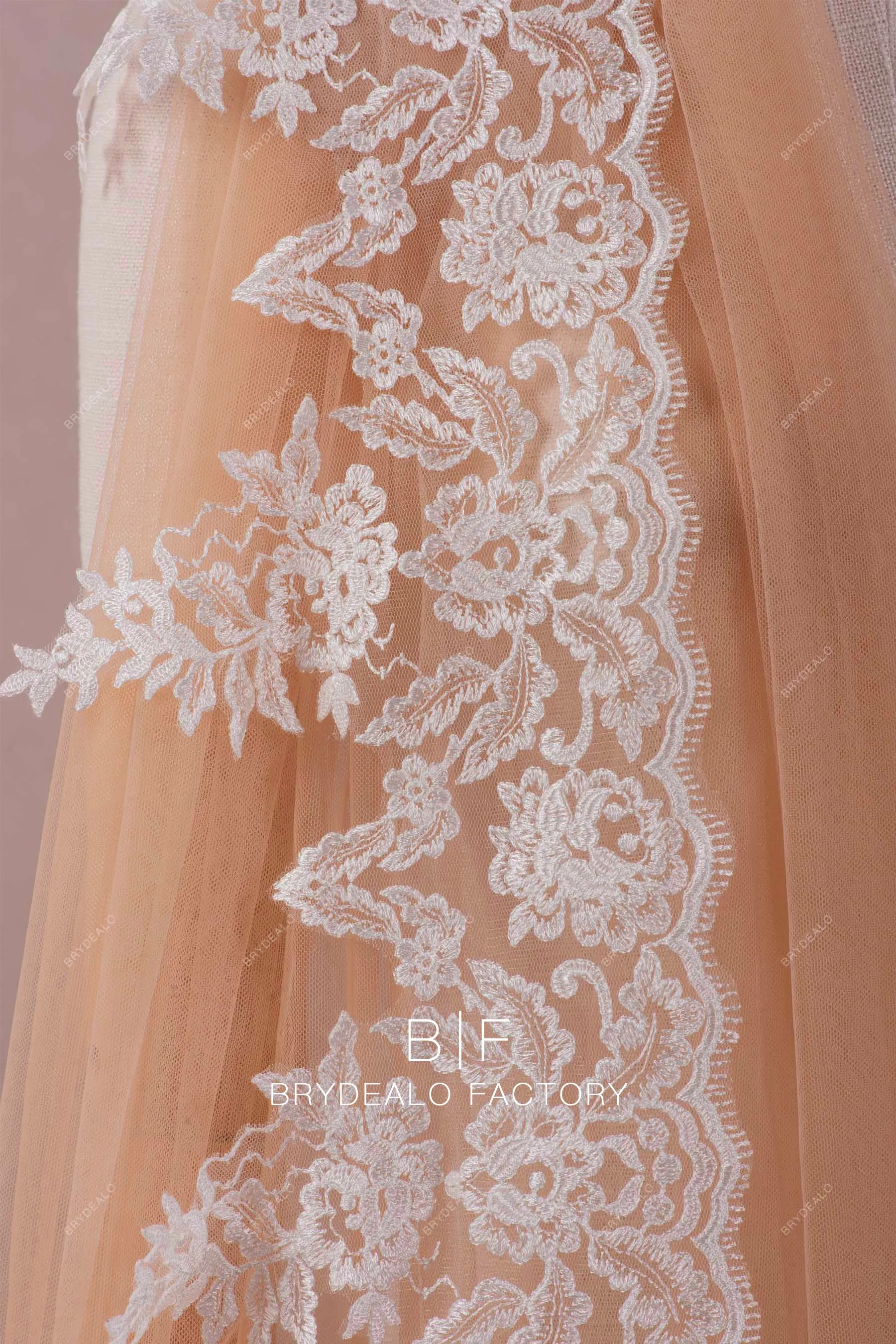 Eyelash Scalloped Flower Embroidery Lace Trim for Dresses