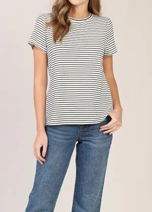 Eyelet Back Striped Tee