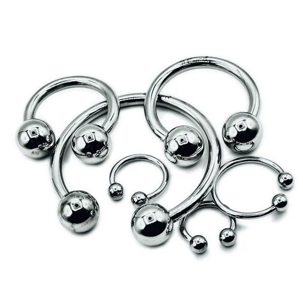 Eyro Stainless-Steel 2 Ball Bull Ring/Horseshoe Cock and Glans Ring 20mm-68mm