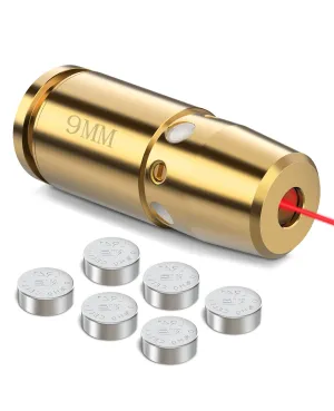 EZshoot Bore Sight 9mm Red Laser Boresighter with 3 Sets of Batteries