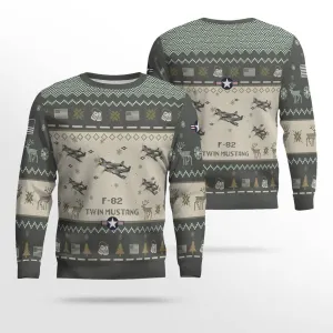 F-82 Twin Mustang F82 Aircraft Ugly Sweater, Ugly Sweater Christmas Shirt for Men Dad Veteran