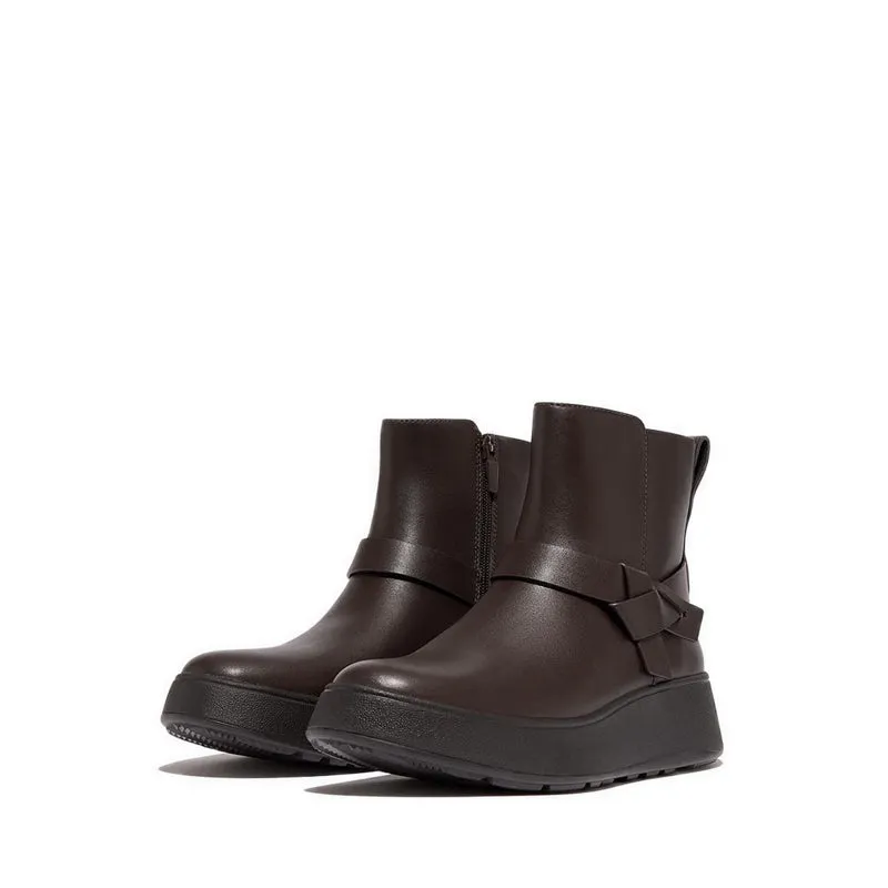 F-Mode Folded-Knot Leather Flatform Chelsea Boots