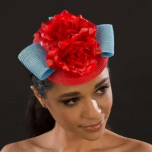 F6034-Red and blue fascinator for women