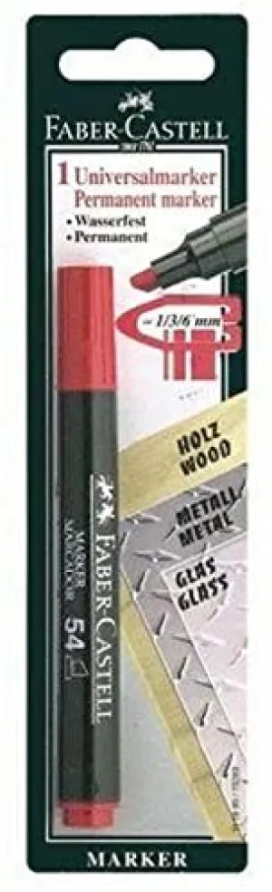 FABER-CASTELL MARKER CHISEL TIP RED BLISTER