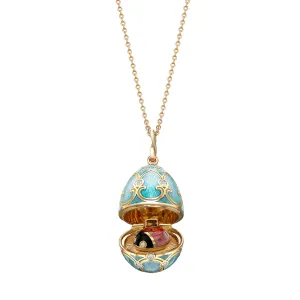 Fabergé Heritage Yellow Gold Turquoise Guilloché Enamel Ladybird Surprise Locket