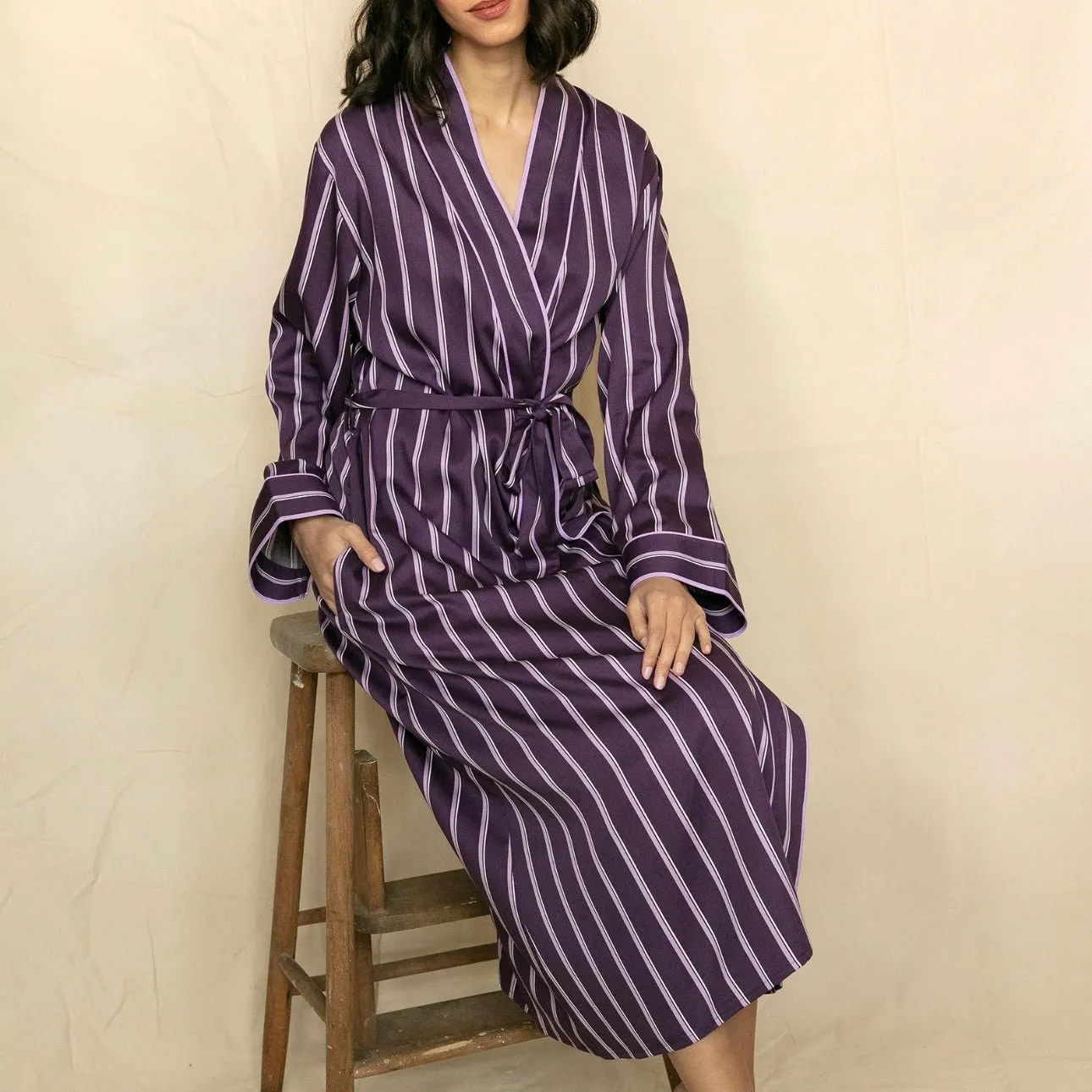 Fable & Eve - Wimbledon Striped Robe - Purple