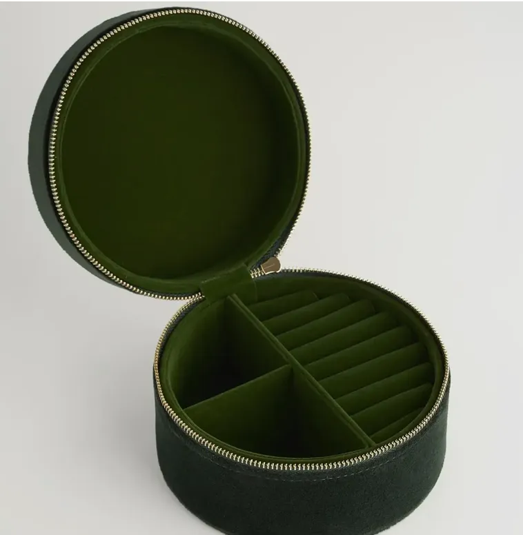 Fable Chloe Fawn Embroidered Jewelry Box Green