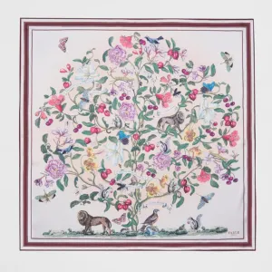 Fable England 90cm Tree of Life Narrative 100% Silk Square Scarf