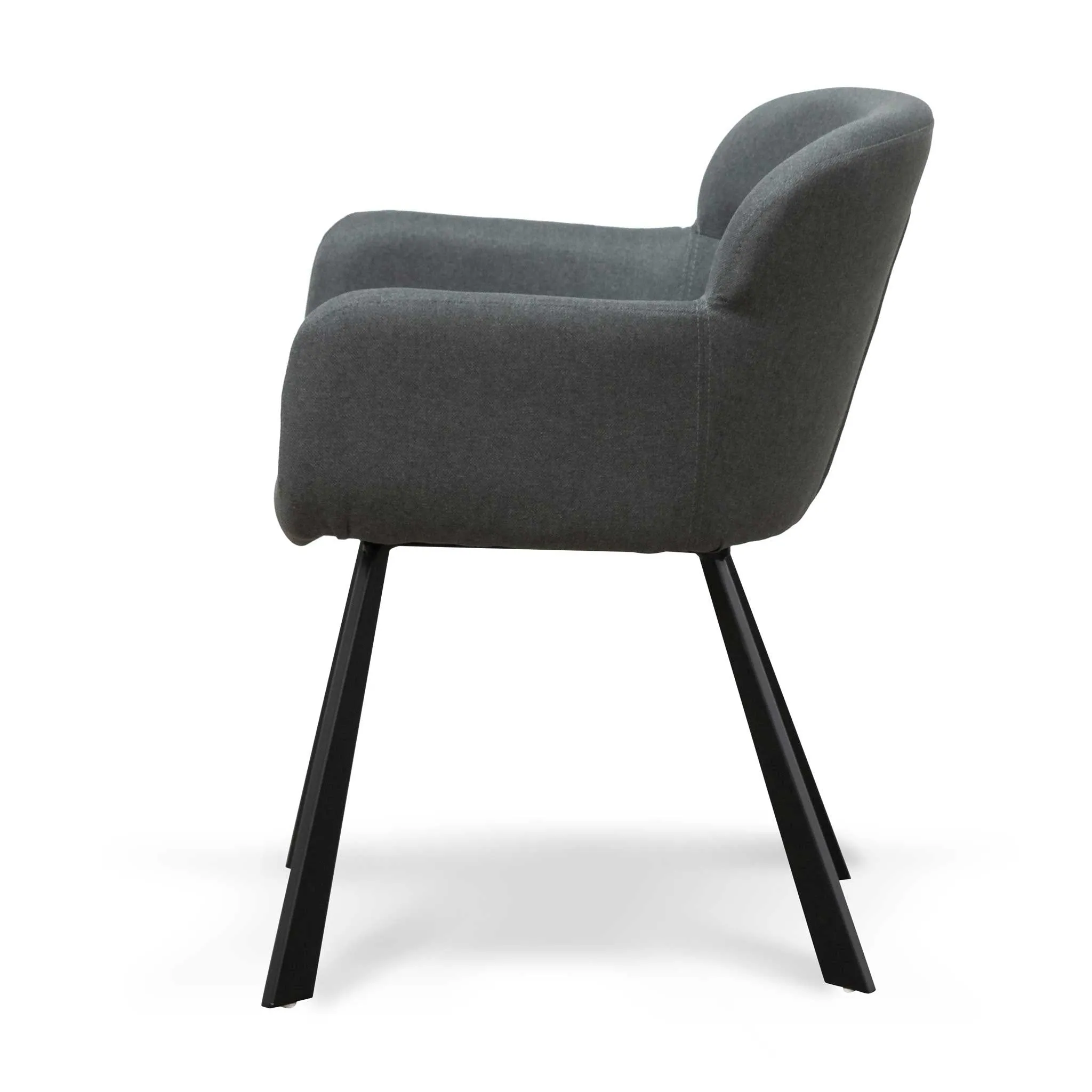 Fabric Dining Chair - Gunmetal Grey with Black Legs