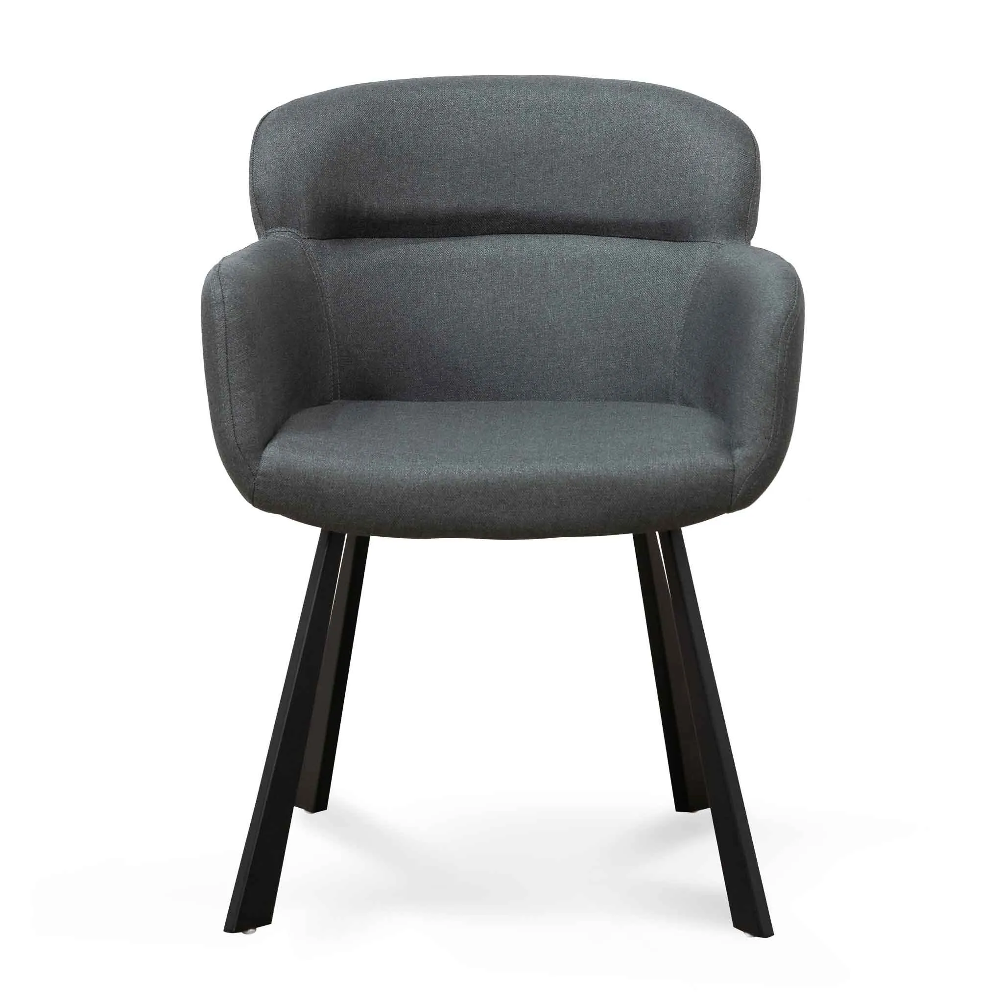 Fabric Dining Chair - Gunmetal Grey with Black Legs