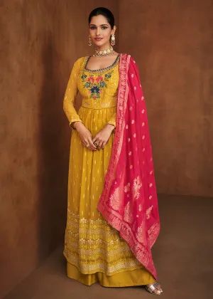 Fabulous Yellow Eid/Festive Palazzo Style Salwar Suit