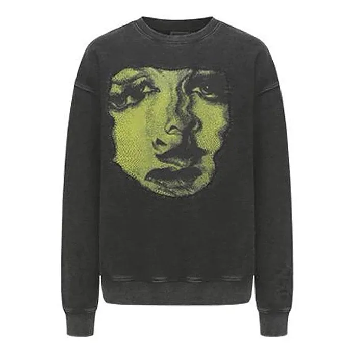 Face Print Grunge Oversized Sweatshirt