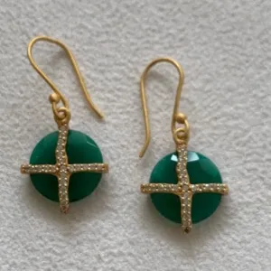 Facetted Green stone and gold settings.