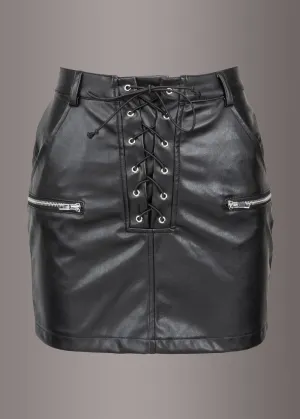 Fade to Black Faux Leather Mini Skirt