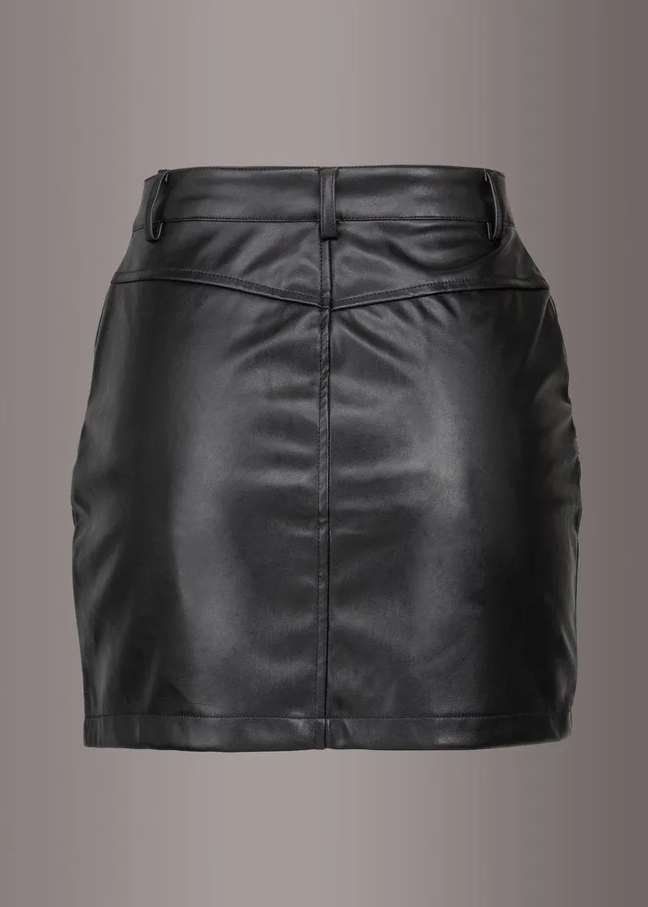 Fade to Black Faux Leather Mini Skirt