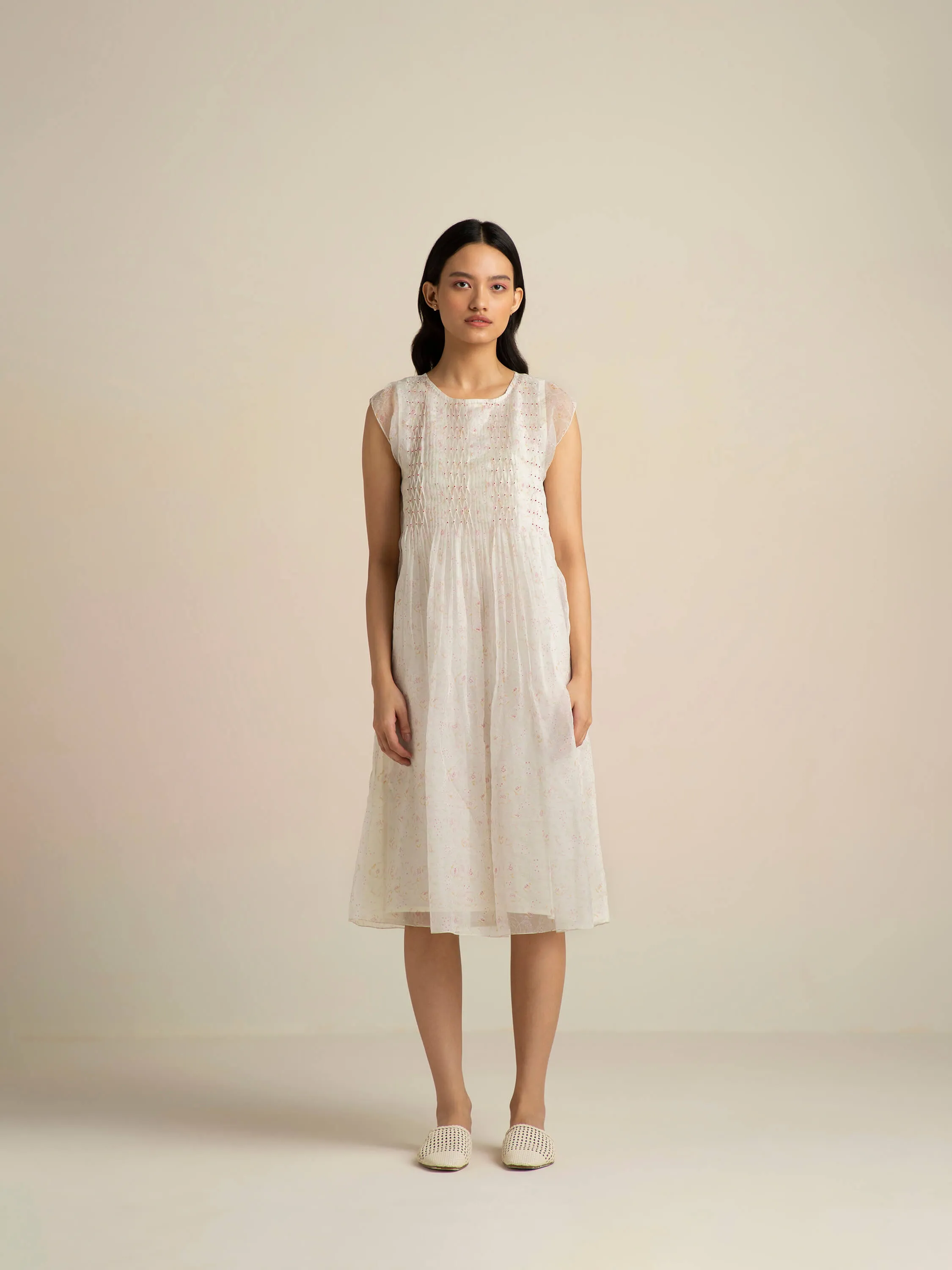 Faded Rose Organza Midi Dress