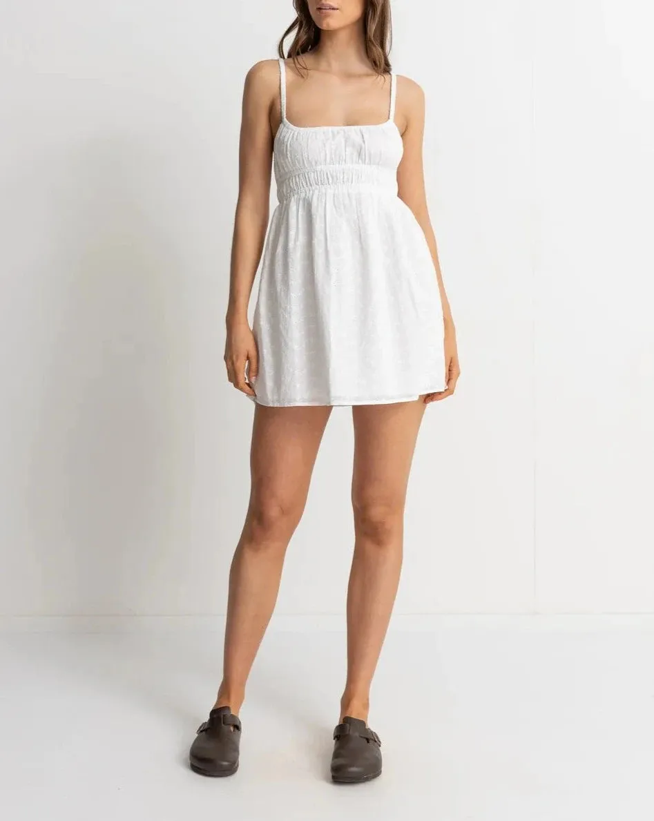 Fae Broderie Mini Dress in White