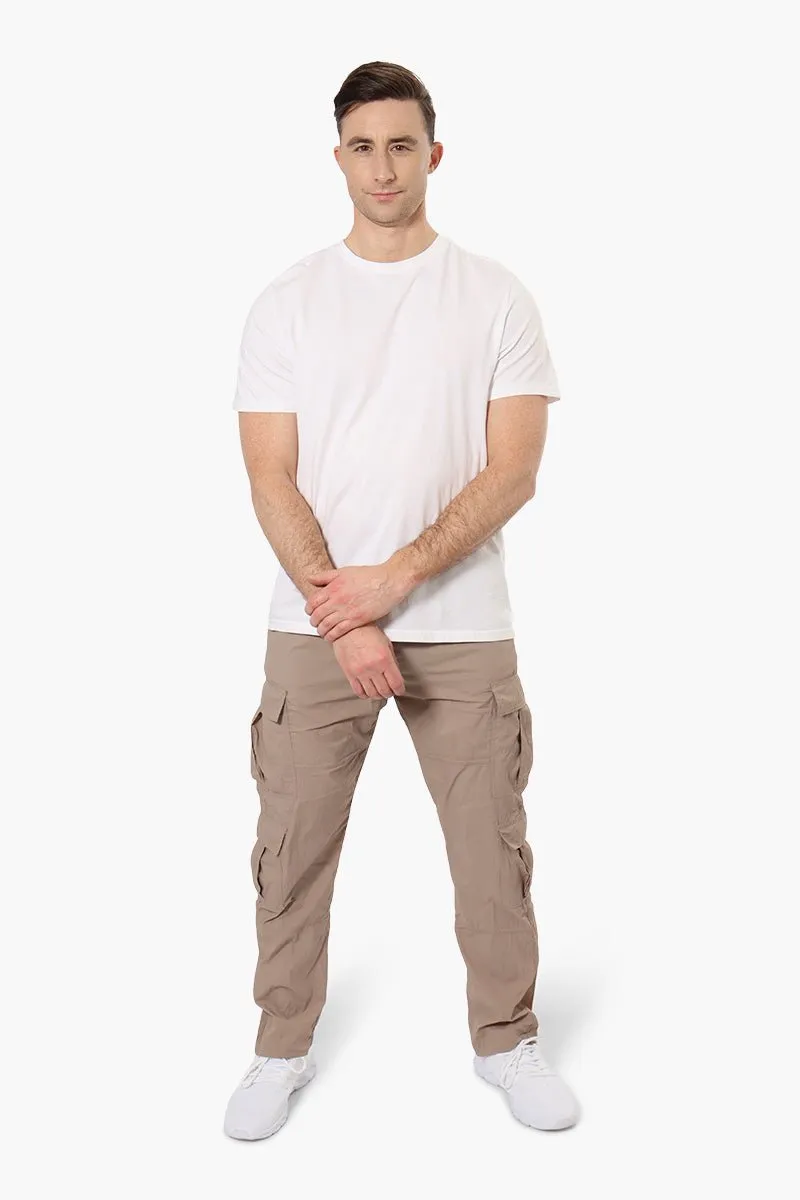 Fahrenheit Tie Waist Cargo Parachute Pants - Beige