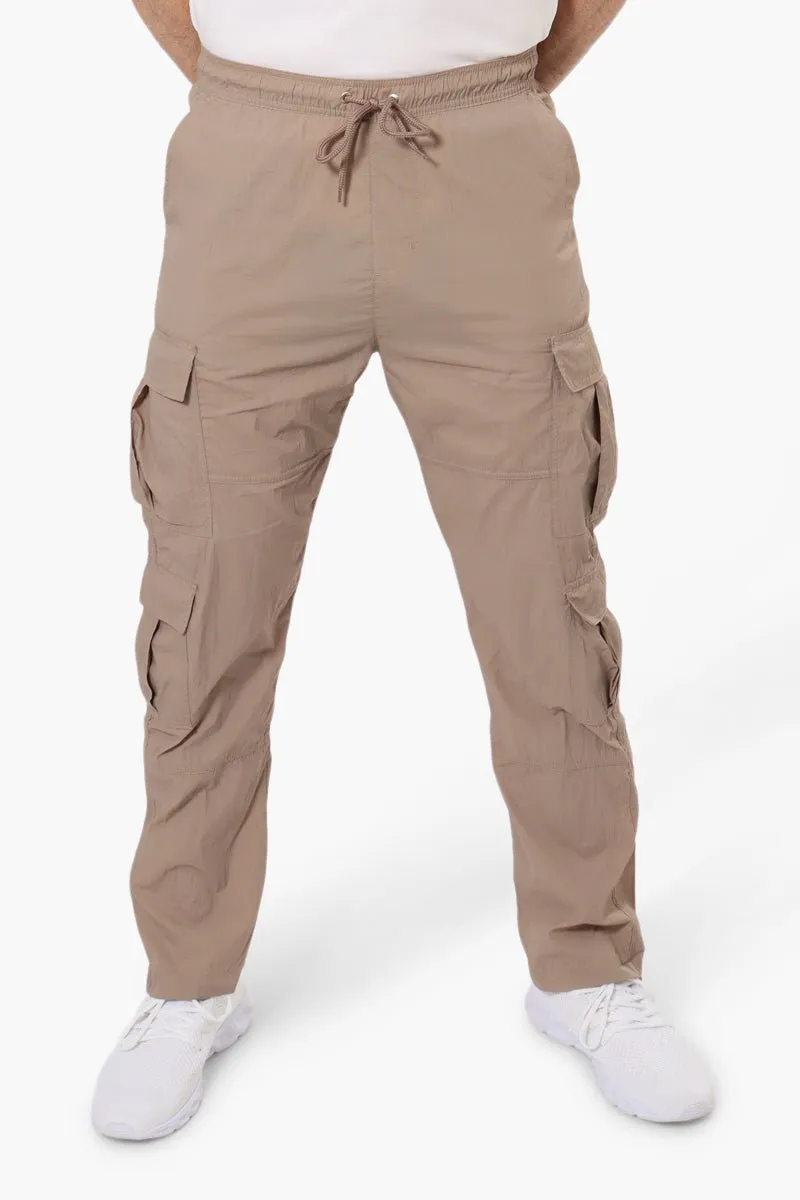 Fahrenheit Tie Waist Cargo Parachute Pants - Beige