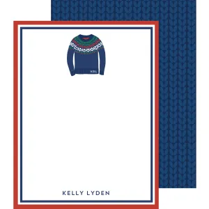 Fair Isle Ski Sweater Personalized Flat Notecard