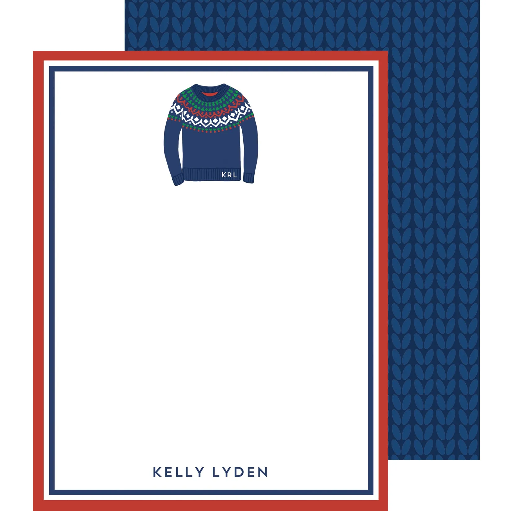 Fair Isle Ski Sweater Personalized Flat Notecard