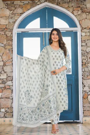 Fair White Handwork Cotton Suit Set