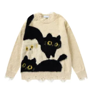 Faire Echo Autumn Retro Cat Sweater