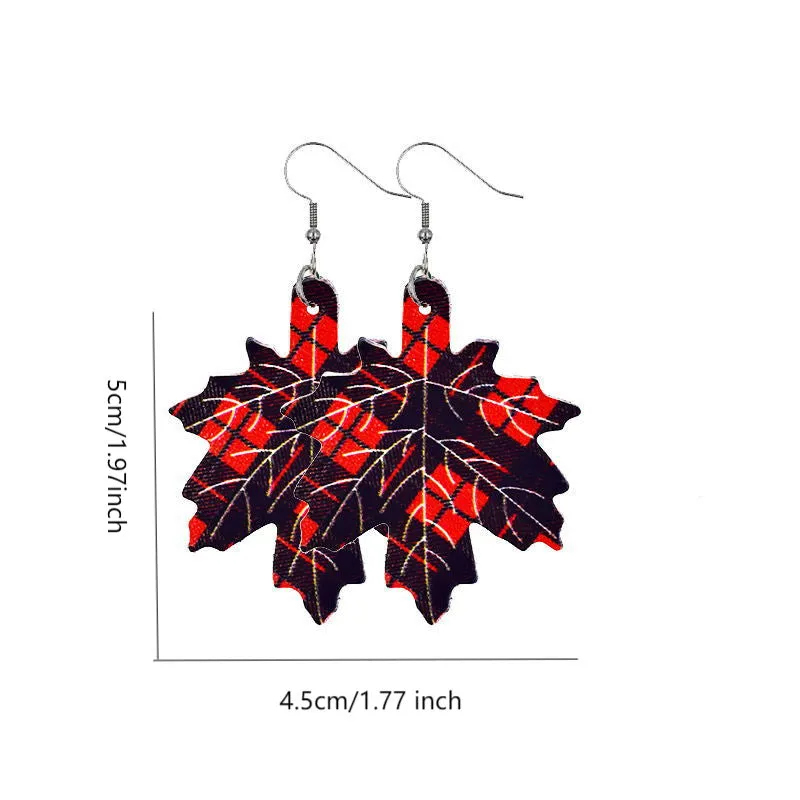 Fall Argyle Shaped Faux Leather Drop Ear Bling