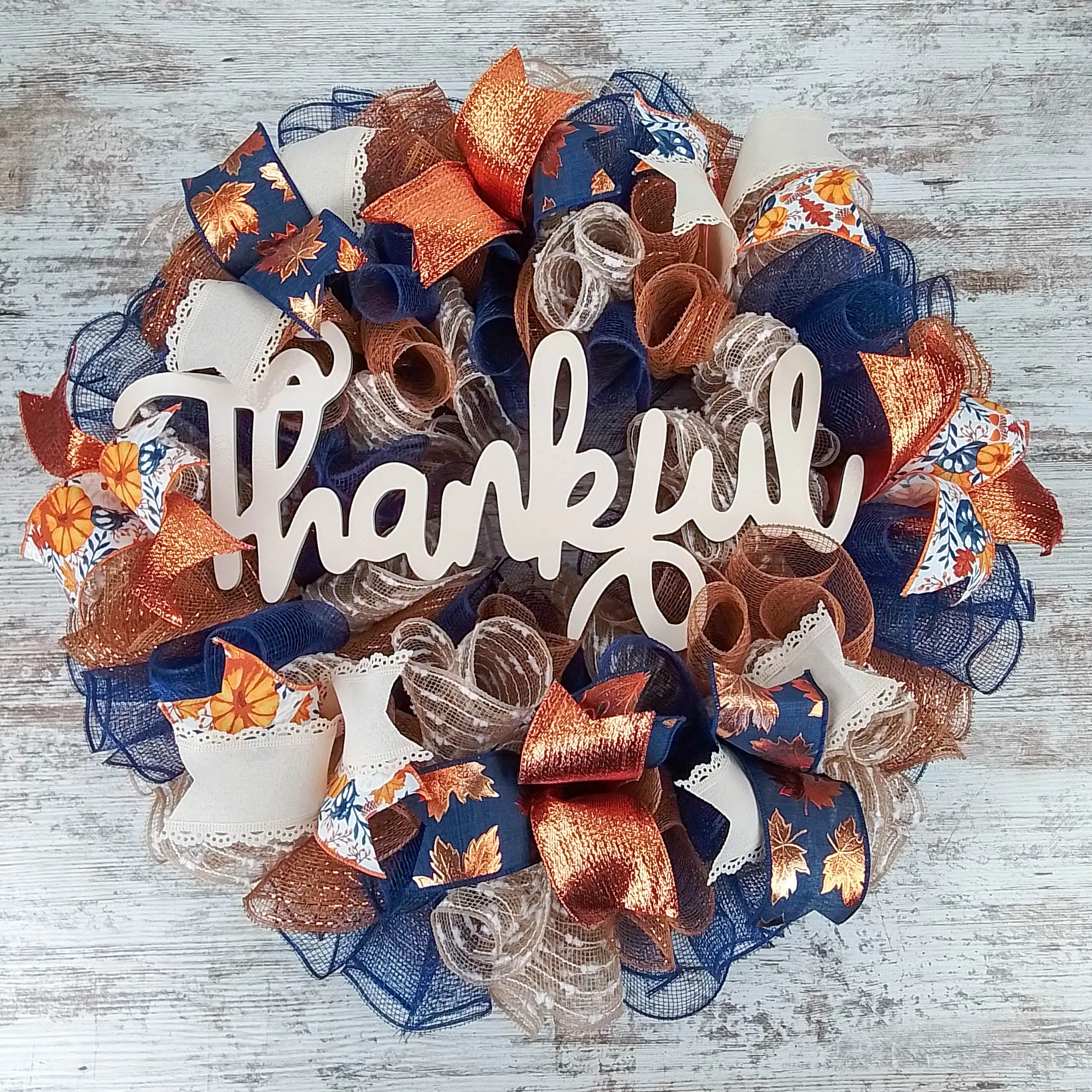 Fall Decorative Wreath, Autumn Door Hanger, Customizable Thanksgiving Decoration