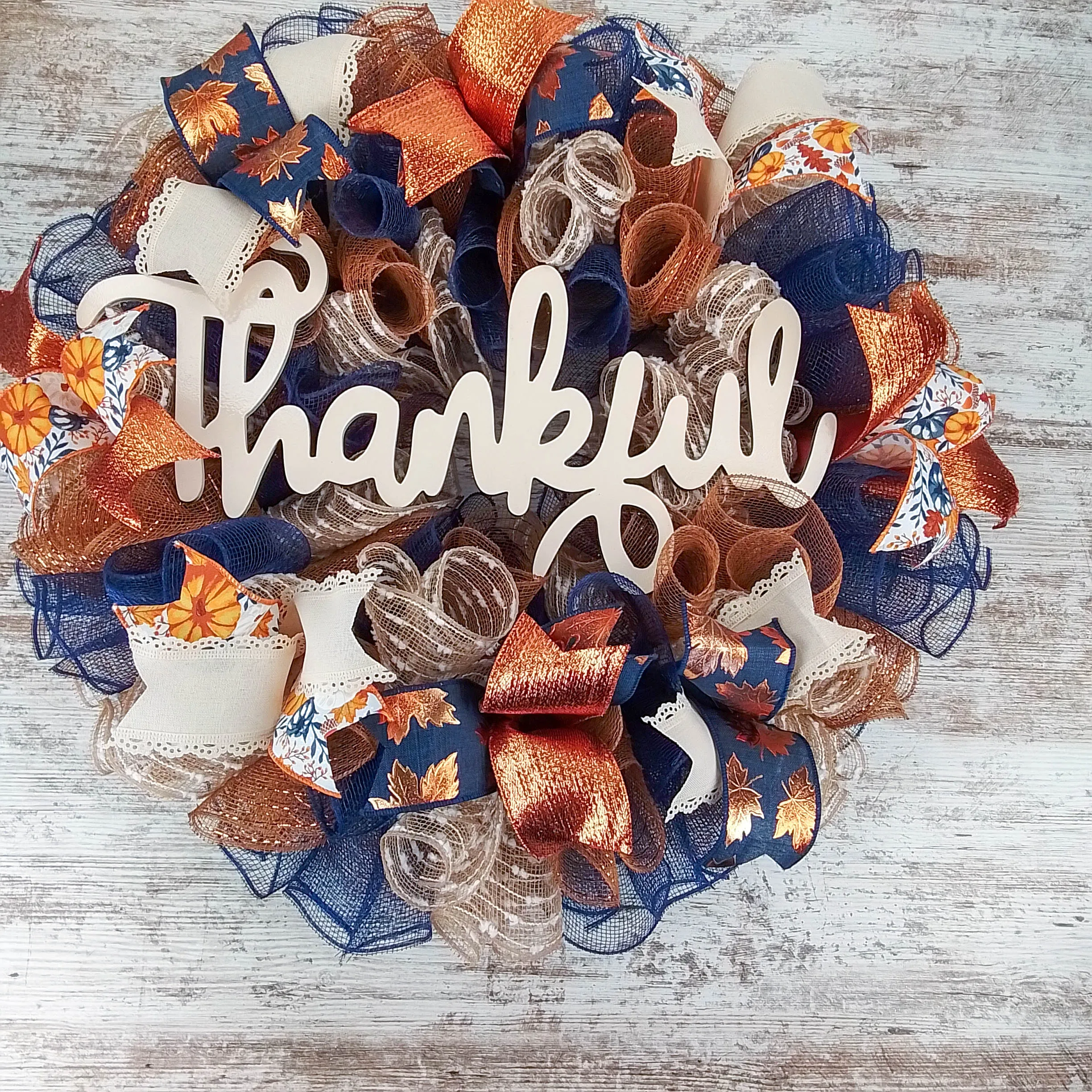 Fall Decorative Wreath, Autumn Door Hanger, Customizable Thanksgiving Decoration