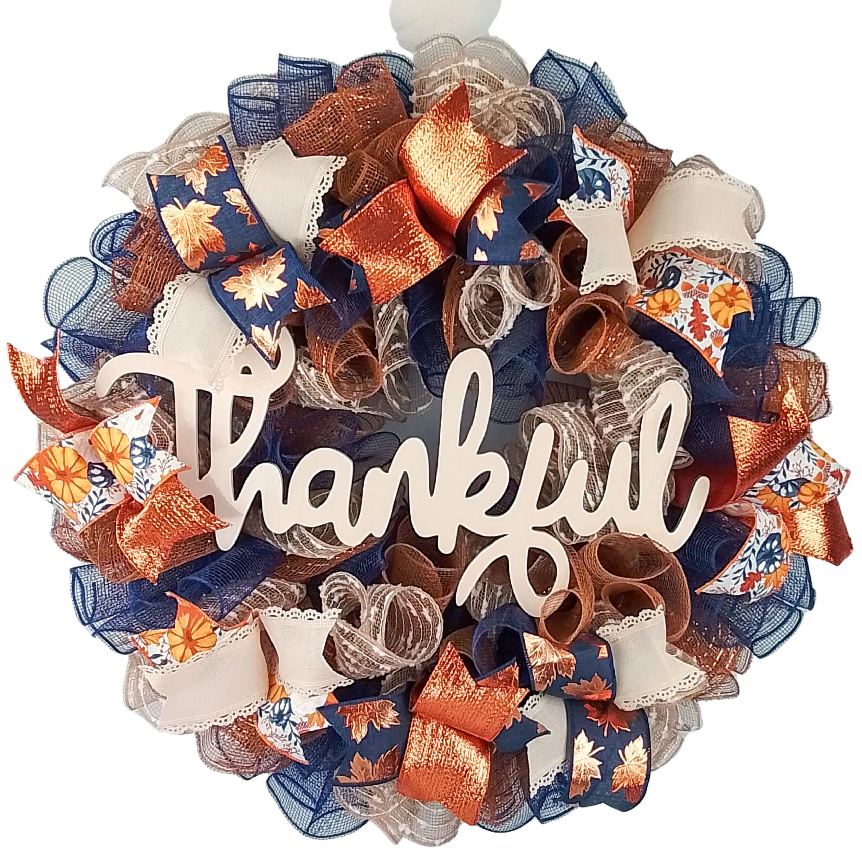 Fall Decorative Wreath, Autumn Door Hanger, Customizable Thanksgiving Decoration